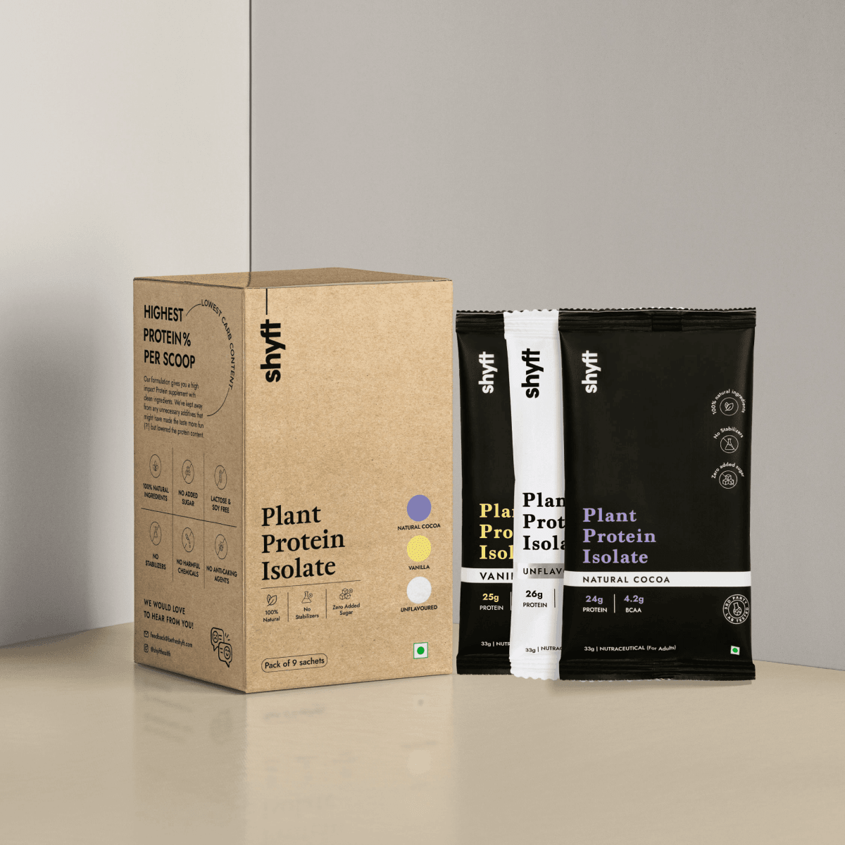 Plant Protein Isolate: Flavour Sampler Travel Pack (9 x Single Serve Sachets) - Shyft