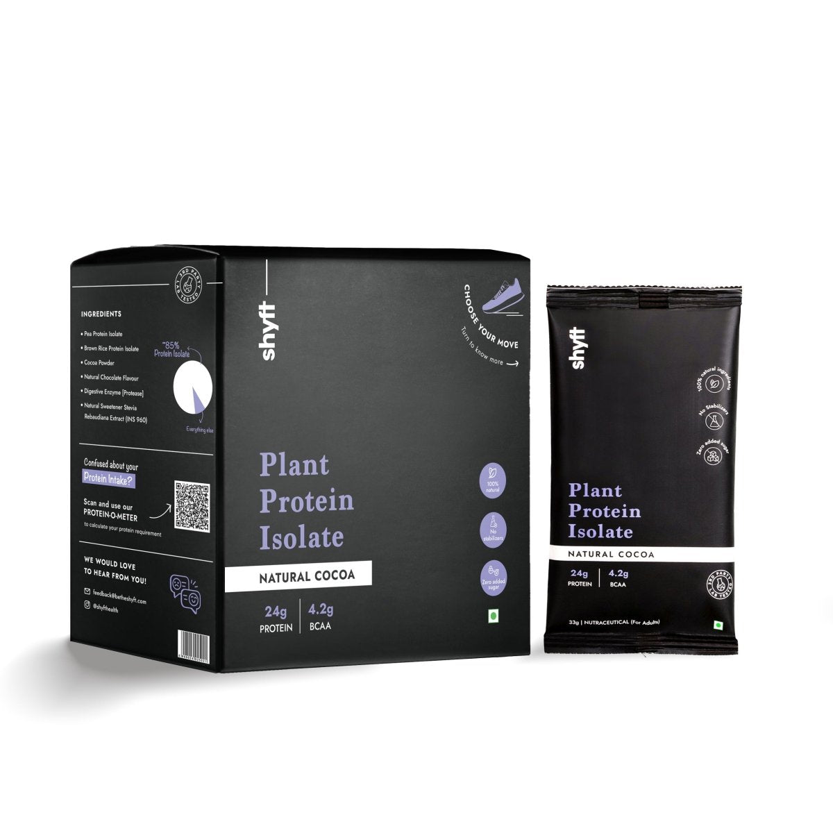 Plant Protein Isolate: Natural Cocoa Travel Pack (7 X Single Serve Sachets) - Shyft